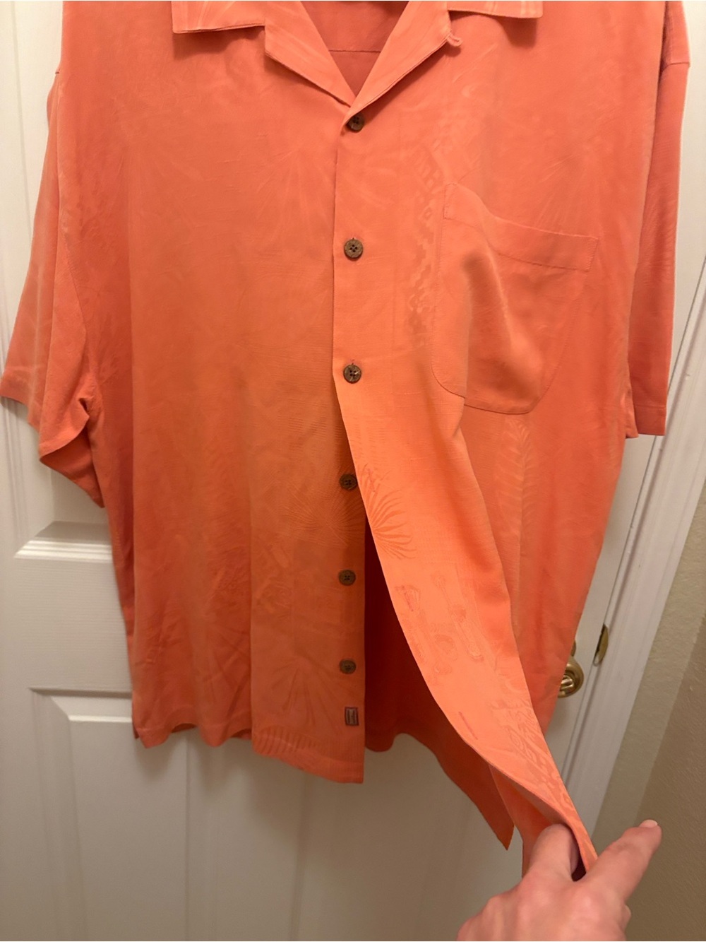 Tommy Bahama Coral-Orange Short Sleeve Camp Shirt